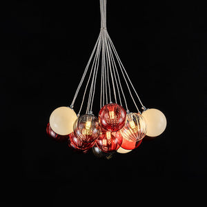 LightFixturesUSA - Pop Art Red Orange Hue Cluster Glass Globe Bubble Chandelier - Chandelier - 16 - Lt - 