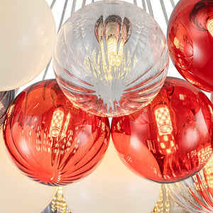 LightFixturesUSA - Pop Art Red Orange Hue Cluster Glass Globe Bubble Chandelier - Chandelier - 16 - Lt - 