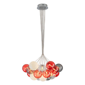 LightFixturesUSA - Pop Art Red Orange Hue Cluster Glass Globe Bubble Chandelier - Chandelier - 16 - Lt - 