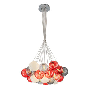 LightFixturesUSA - Pop Art Red Orange Hue Cluster Glass Globe Bubble Chandelier - Chandelier - 16 - Lt - 