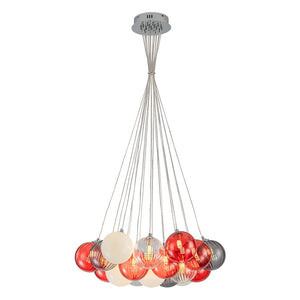 LightFixturesUSA - Pop Art Red Orange Hue Cluster Glass Globe Bubble Chandelier - Chandelier - 16 - Lt - 