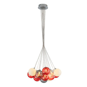 LightFixturesUSA - Pop Art Red Orange Hue Cluster Glass Globe Bubble Chandelier - Chandelier - 19 - Lt - 