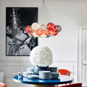 LightFixturesUSA - Pop Art Red Orange Hue Cluster Glass Globe Bubble Chandelier - Chandelier - 19 - Lt - 