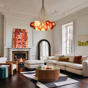 LightFixturesUSA - Pop Art Red Orange Hue Cluster Glass Globe Bubble Chandelier - Chandelier - 19 - Lt - 