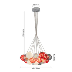 LightFixturesUSA - Pop Art Red Orange Hue Cluster Glass Globe Bubble Chandelier - Chandelier - 19 - Lt - 