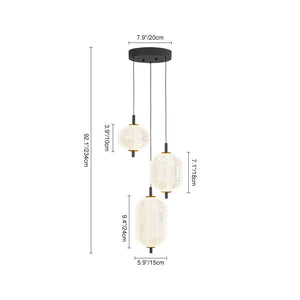 LightFixturesUSA - Prismatic Glass Dimmable LED 3 - Light Cluster Round Pendant - Pendant Light - 11.8 in - 