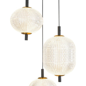 LightFixturesUSA - Prismatic Glass Dimmable LED 3 - Light Cluster Round Pendant - Pendant Light - 11.8 in - 