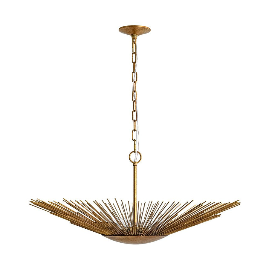 LightFixturesUSA - Radiant Luxe Antique Gild Gold Foiled Oversized Sunburst Chandelier - Chandelier - 31.9 in. - 
