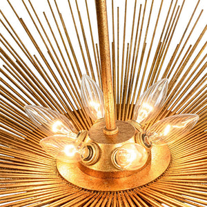 LightFixturesUSA - Radiant Luxe Antique Gild Gold Foiled Oversized Sunburst Chandelier - Chandelier - 31.9 in. - 