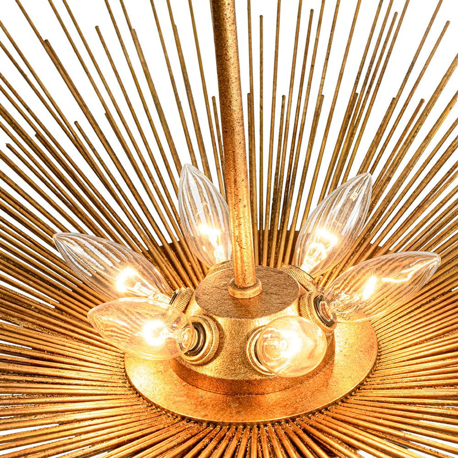 LightFixturesUSA - Radiant Luxe Antique Gild Gold Foiled Oversized Sunburst Chandelier - Chandelier - 31.9 in. - 
