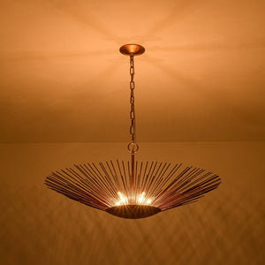 LightFixturesUSA - Radiant Luxe Antique Gild Gold Foiled Oversized Sunburst Chandelier - Chandelier - 31.9 in. - 
