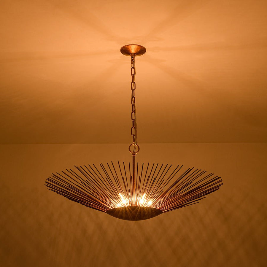 LightFixturesUSA - Radiant Luxe Antique Gild Gold Foiled Oversized Sunburst Chandelier - Chandelier - 31.9 in. - 