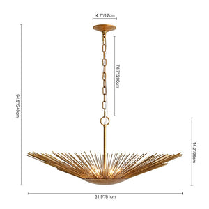 LightFixturesUSA - Radiant Luxe Antique Gild Gold Foiled Oversized Sunburst Chandelier - Chandelier - 31.9 in. - 