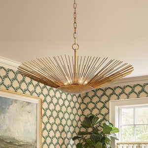 LightFixturesUSA - Radiant Luxe Antique Gild Gold Foiled Oversized Sunburst Chandelier - Chandelier - 31.9 in. - 