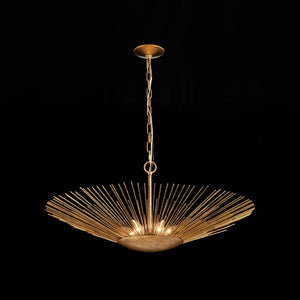 LightFixturesUSA - Radiant Luxe Antique Gild Gold Foiled Oversized Sunburst Chandelier - Chandelier - 31.9 in. - 