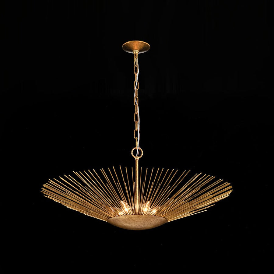 LightFixturesUSA - Radiant Luxe Antique Gild Gold Foiled Oversized Sunburst Chandelier - Chandelier - 31.9 in. - 