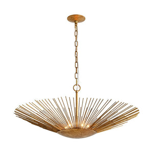 LightFixturesUSA - Radiant Luxe Antique Gild Gold Foiled Oversized Sunburst Chandelier - Chandelier - 31.9 in. - 