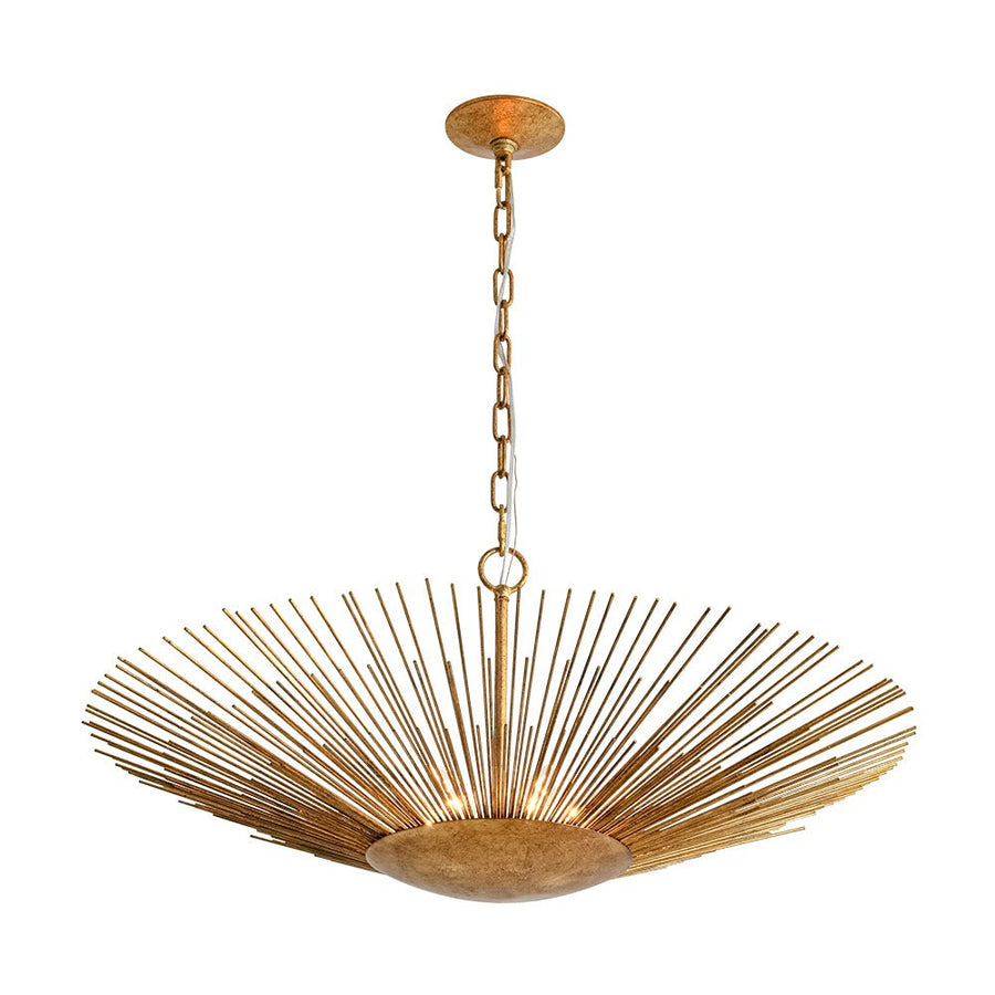 LightFixturesUSA - Radiant Luxe Antique Gild Gold Foiled Oversized Sunburst Chandelier - Chandelier - 31.9 in. - 