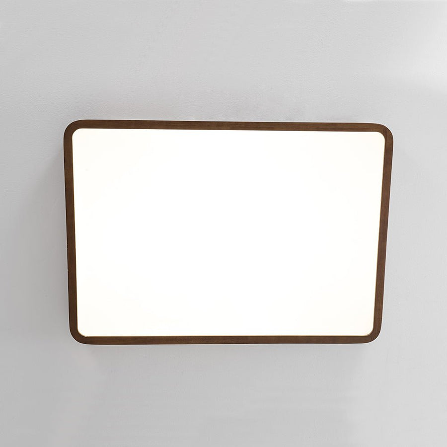 LightFixturesUSA - Rectangle Walnut Dimmable LED Flush Mount Ceiling Light - Ceiling Light - Walnut - 