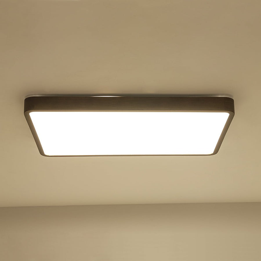LightFixturesUSA - Rectangle Walnut Dimmable LED Flush Mount Ceiling Light - Ceiling Light - Walnut - 