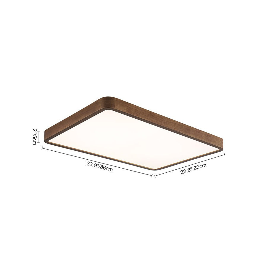 LightFixturesUSA - Rectangle Walnut Dimmable LED Flush Mount Ceiling Light - Ceiling Light - Walnut - 
