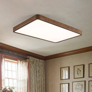 LightFixturesUSA - Rectangle Walnut Dimmable LED Flush Mount Ceiling Light - Ceiling Light - Walnut - 