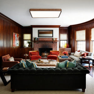 LightFixturesUSA - Rectangle Walnut Dimmable LED Flush Mount Ceiling Light - Ceiling Light - Walnut - 