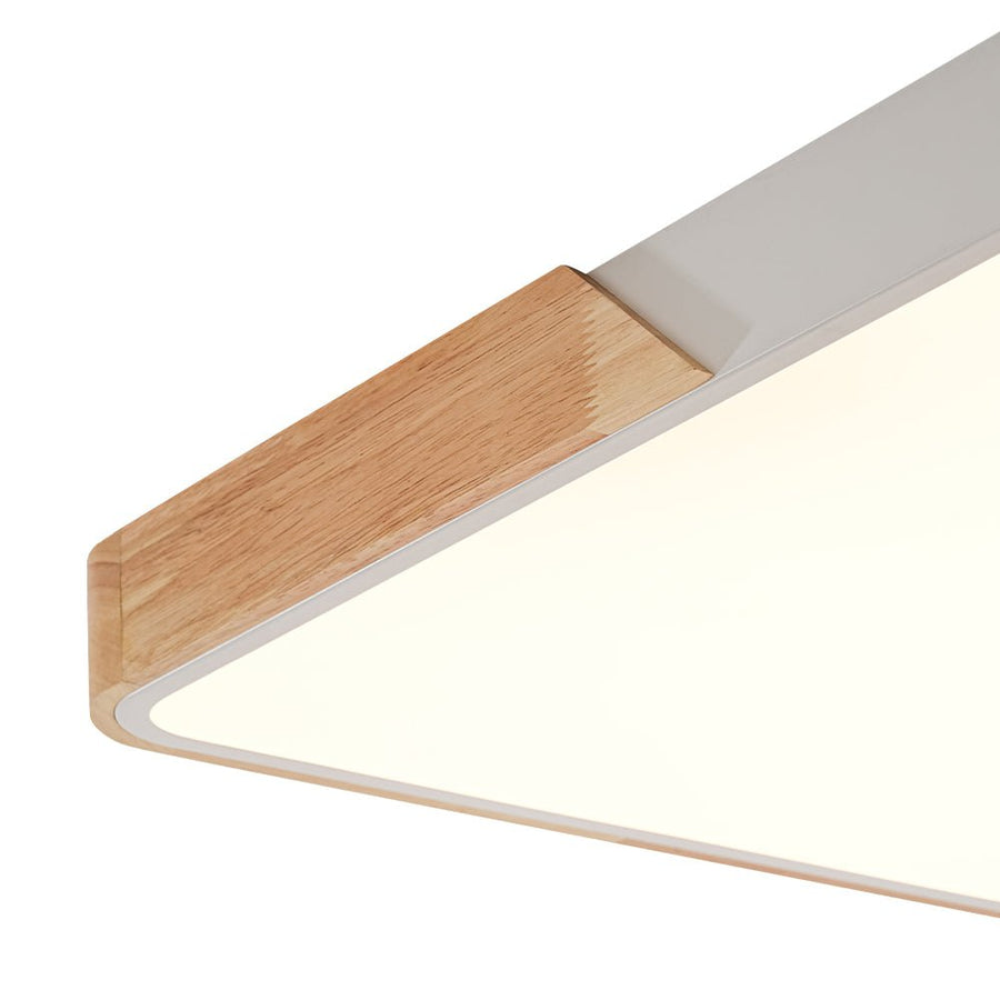 LightFixturesUSA - Rectangle Wood Dimmable LED Flush Mount Ceiling Light - Ceiling Light - Black - 