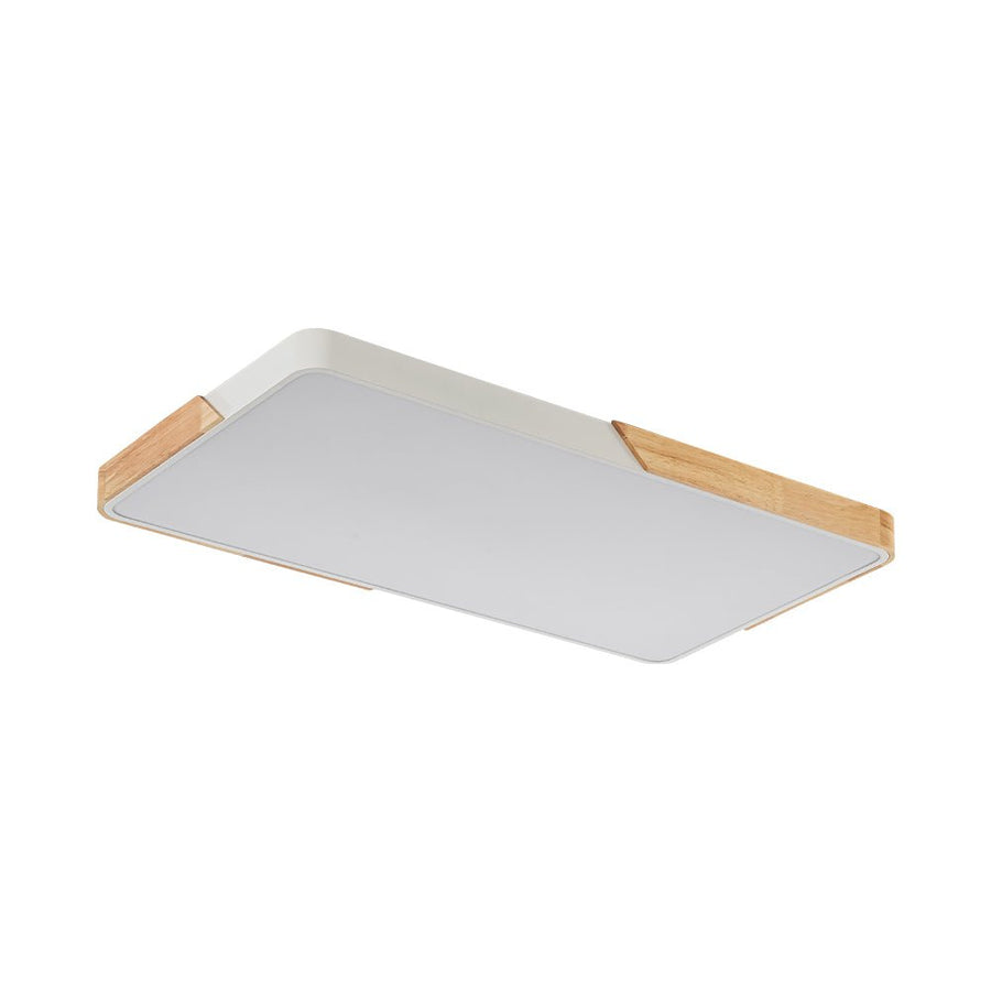 LightFixturesUSA - Rectangle Wood Dimmable LED Flush Mount Ceiling Light - Ceiling Light - Black - 