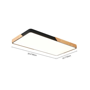 LightFixturesUSA - Rectangle Wood Dimmable LED Flush Mount Ceiling Light - Ceiling Light - Black - 