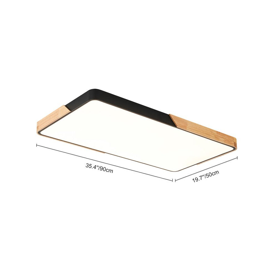 LightFixturesUSA - Rectangle Wood Dimmable LED Flush Mount Ceiling Light - Ceiling Light - Black - 