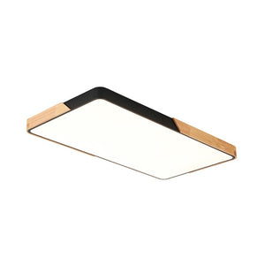 LightFixturesUSA - Rectangle Wood Dimmable LED Flush Mount Ceiling Light - Ceiling Light - Black - 