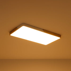 LightFixturesUSA - Rectangle Wood Dimmable LED Flush Mount Ceiling Light - Ceiling Light - Black - 
