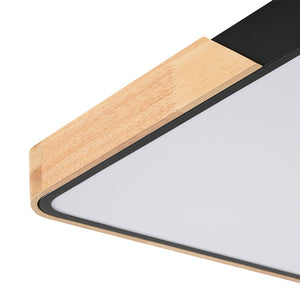 LightFixturesUSA - Rectangle Wood Dimmable LED Flush Mount Ceiling Light - Ceiling Light - Black - 