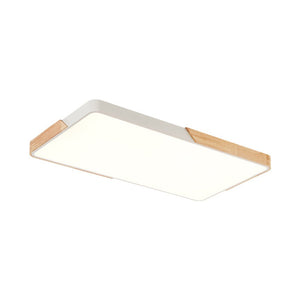 LightFixturesUSA - Rectangle Wood Dimmable LED Flush Mount Ceiling Light - Ceiling Light - Black - 