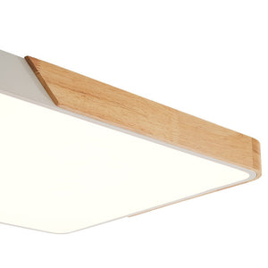LightFixturesUSA - Rectangle Wood Dimmable LED Flush Mount Ceiling Light - Ceiling Light - Black - 