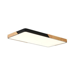 LightFixturesUSA - Rectangle Wood Dimmable LED Flush Mount Ceiling Light - Ceiling Light - Black - 