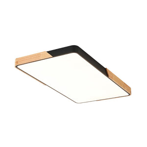 LightFixturesUSA - Rectangle Wood Dimmable LED Flush Mount Ceiling Light - Ceiling Light - Black - 