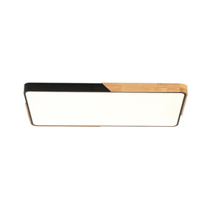 LightFixturesUSA - Rectangle Wood Dimmable LED Flush Mount Ceiling Light - Ceiling Light - Black - 