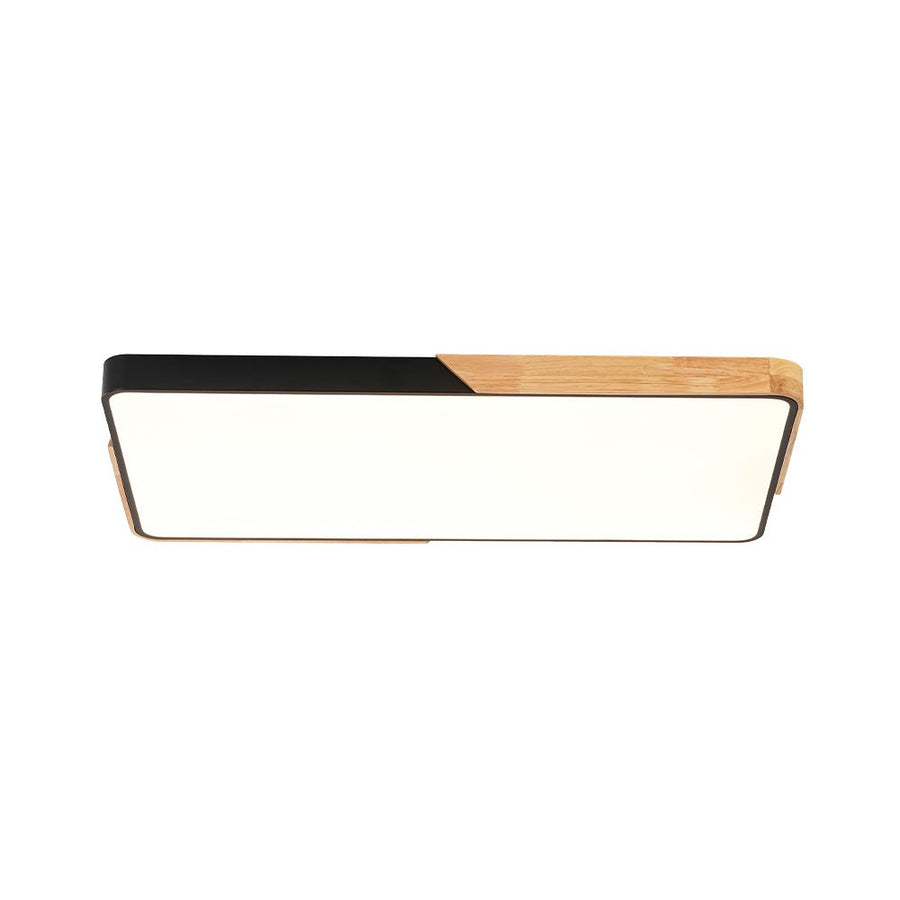 LightFixturesUSA - Rectangle Wood Dimmable LED Flush Mount Ceiling Light - Ceiling Light - Black - 