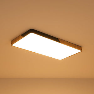 LightFixturesUSA - Rectangle Wood Dimmable LED Flush Mount Ceiling Light - Ceiling Light - Black - 