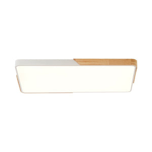 LightFixturesUSA - Rectangle Wood Dimmable LED Flush Mount Ceiling Light - Ceiling Light - Black - 