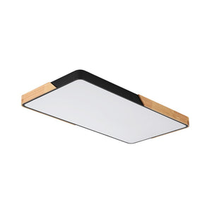 LightFixturesUSA - Rectangle Wood Dimmable LED Flush Mount Ceiling Light - Ceiling Light - Black - 