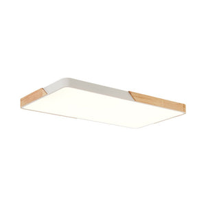 LightFixturesUSA - Rectangle Wood Dimmable LED Flush Mount Ceiling Light - Ceiling Light - Black - 