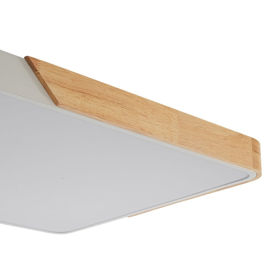 LightFixturesUSA - Rectangle Wood Dimmable LED Flush Mount Ceiling Light - Ceiling Light - Black - 