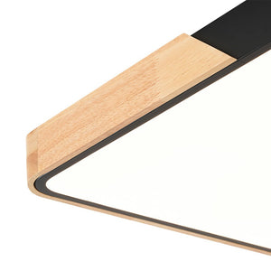 LightFixturesUSA - Rectangle Wood Dimmable LED Flush Mount Ceiling Light - Ceiling Light - Black - 