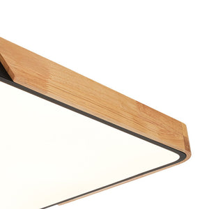 LightFixturesUSA - Rectangle Wood Dimmable LED Flush Mount Ceiling Light - Ceiling Light - Black - 