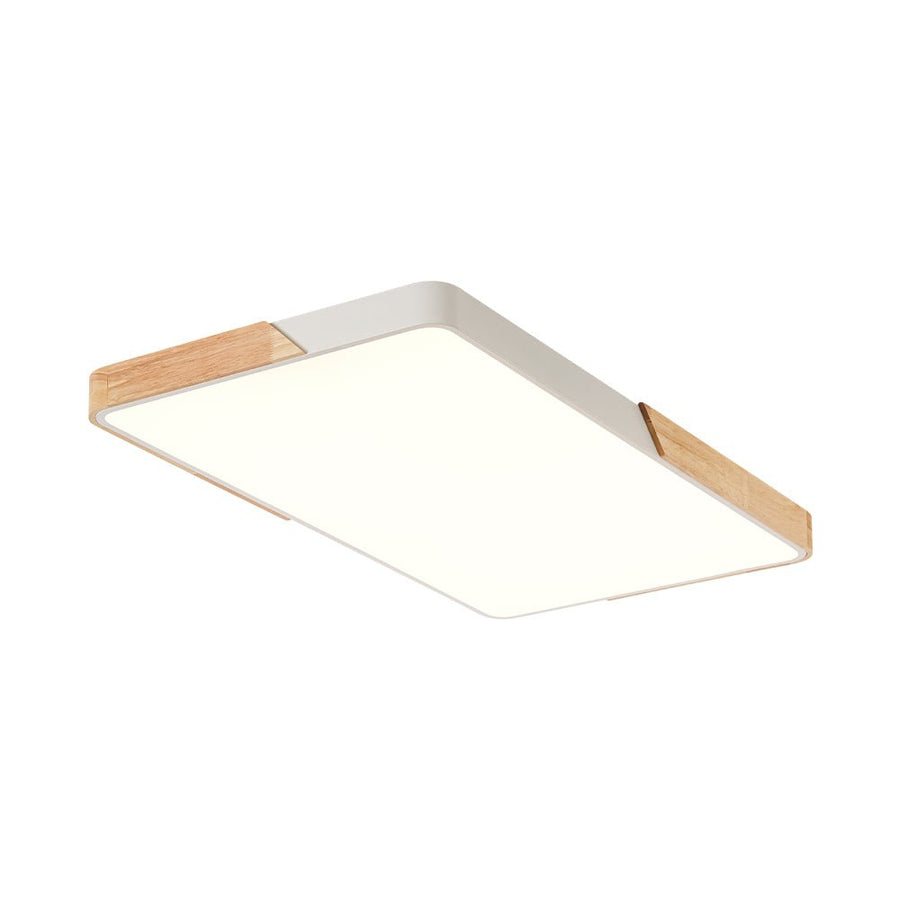 LightFixturesUSA - Rectangle Wood Dimmable LED Flush Mount Ceiling Light - Ceiling Light - Black - 