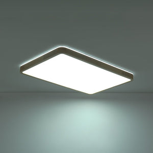 LightFixturesUSA - Rectangle Wood Dimmable LED Flush Mount Light - Ceiling Light - Wooden - 