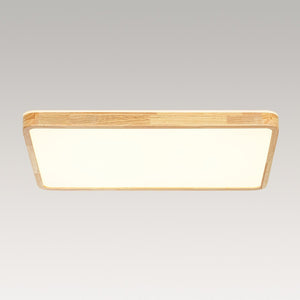 LightFixturesUSA - Rectangle Wood Dimmable LED Flush Mount Light - Ceiling Light - Wooden - 
